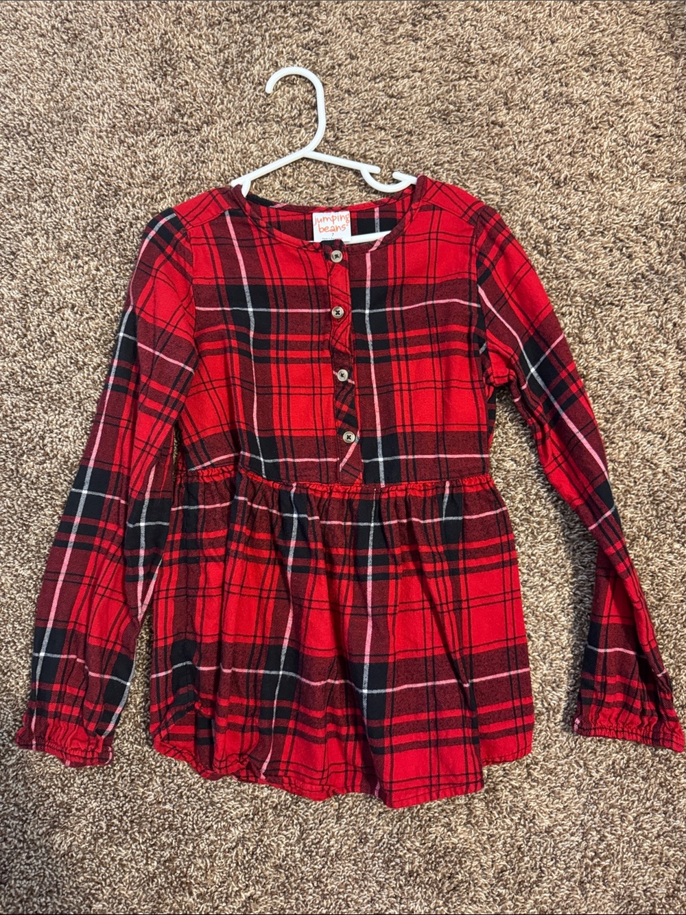 jumping beans Red and Black Plaid Long-Sleeve Peplum Top